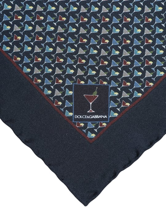Blauwe Cocktail Zijde Vierkante Foulard Sjaal - Image 3