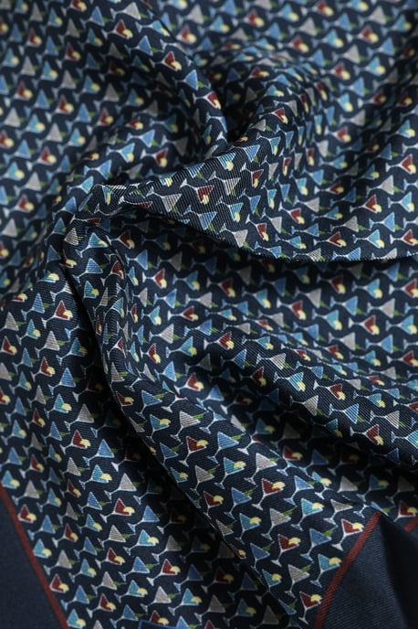 Blauwe Cocktail Zijde Vierkante Foulard Sjaal - Image 4