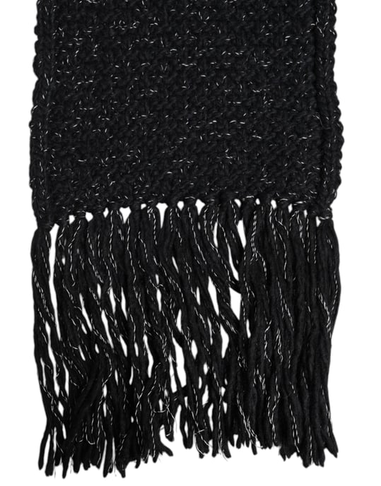 Svart Kashmir Halsvärmare Inslängd Sjal Scarf - Image 3