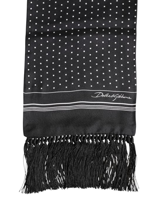 Zwart Witte Polkadot Franje Sjaal - Image 2