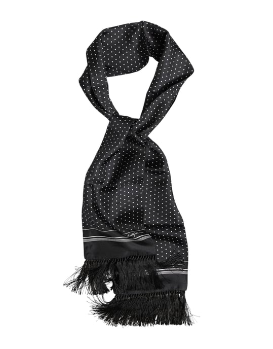 Zwart Witte Polkadot Franje Sjaal - Image 3
