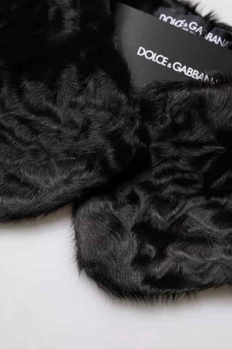 Black Lamb Fur Collar Women Neck Wrap Scarf - Image 4