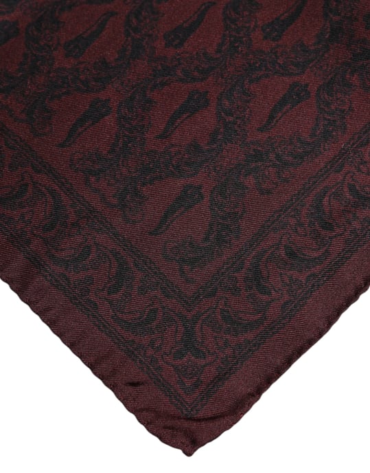 Maroon Black Printed Square Men Foulard Scarf - Image 3