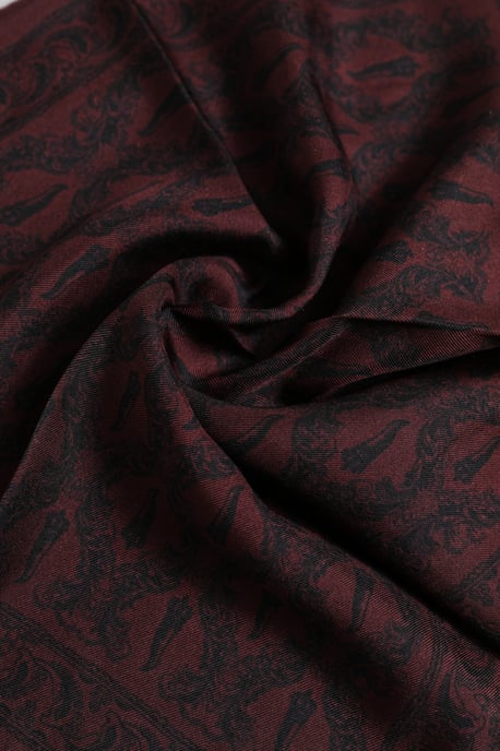 Maroon Black Printed Square Men Foulard Scarf - Image 4