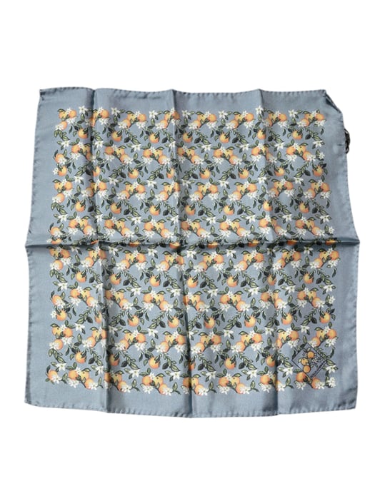Grå Apelsiner Silkesfyrkantig Näsklippduk Scarf - Image 1