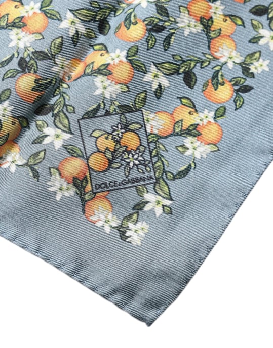 Grå Apelsiner Silkesfyrkantig Näsklippduk Scarf - Image 4