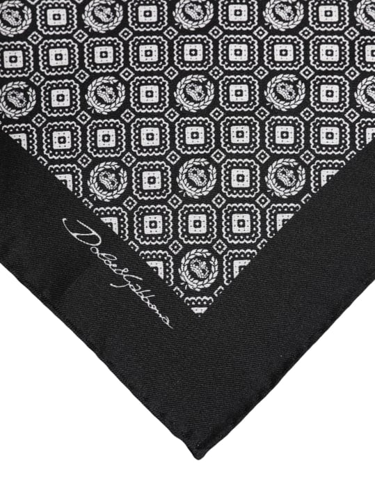 Svartvit mönstrad fyrkantig foulardscarf - Image 3