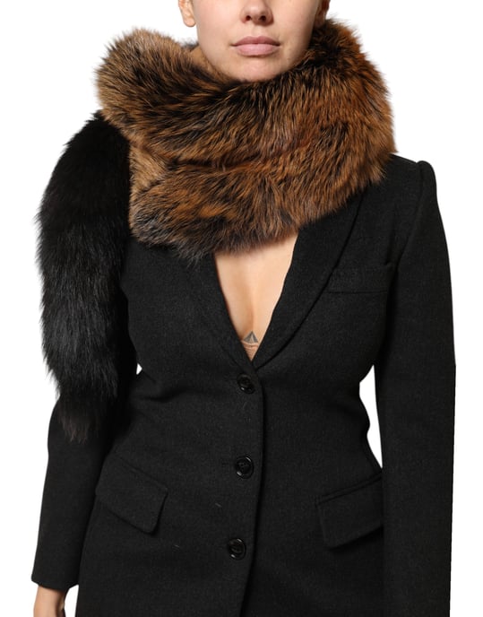 Bruine Rood Vos Bont Nek Cashmere Warmer Sjaal - Image 1