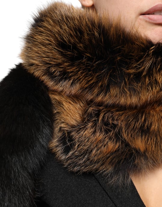 Bruine Rood Vos Bont Nek Cashmere Warmer Sjaal - Image 2