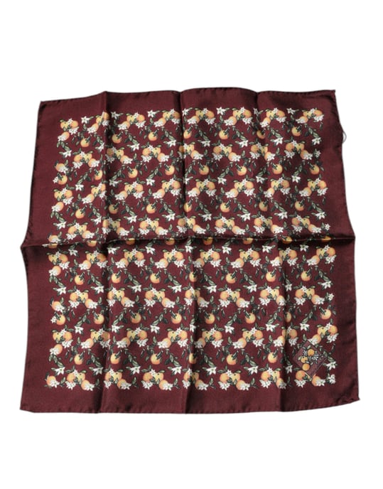 Maroon Oranges Silk Square Handkerchief Scarf - Image 1