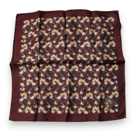 Maroon Oranges Silk Square Handkerchief Scarf - Image 2