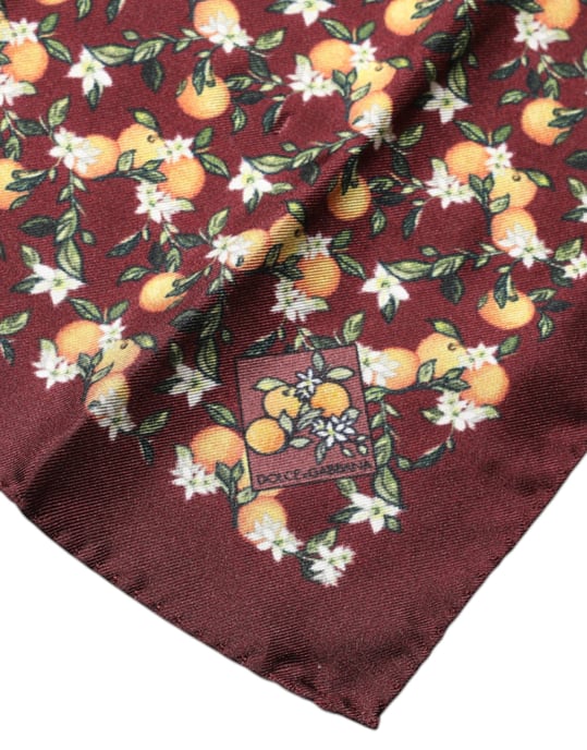 Maroon Oranges Silk Square Handkerchief Scarf - Image 3