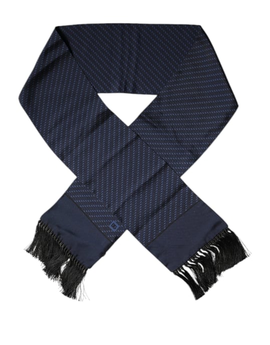 Donkerblauwe Fantasie Franje Sjaal - Image 1