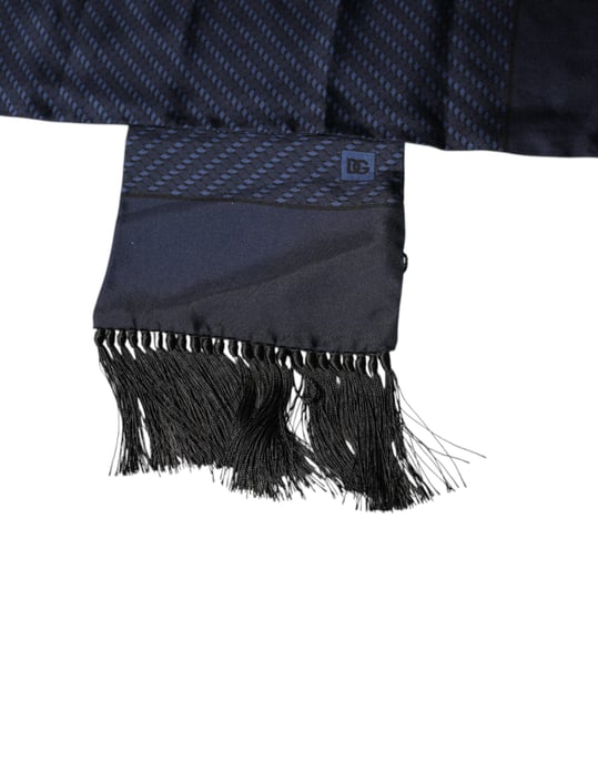Donkerblauwe Fantasie Franje Sjaal - Image 3