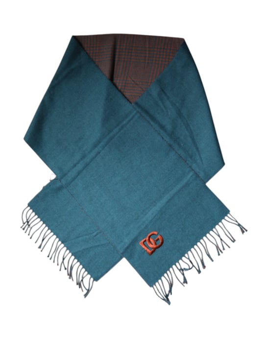 Blauw Groene Wol Fringe Sjaal Wrap Schal - Image 3