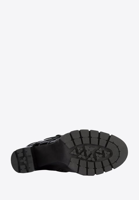 Wittchen Women's Leather Ankle Boots with Buckle on the Heel Black Patent Leathe - Image 4