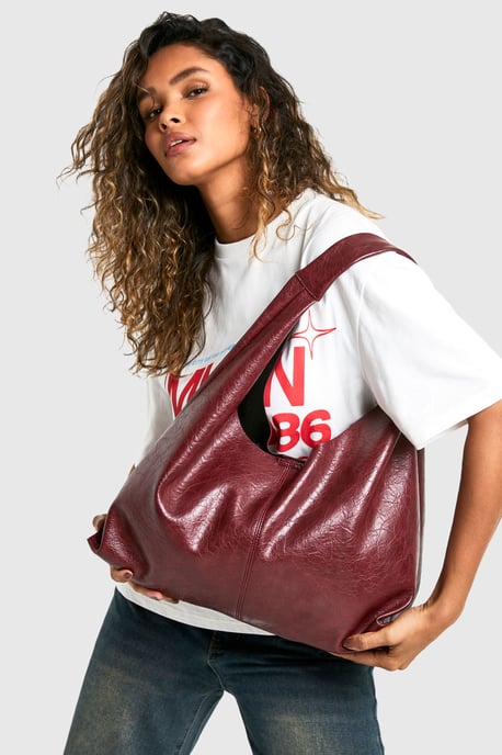 Distressed Leather Slouchy Tote Bag - Image 1