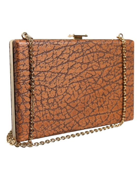 Brun läder guldram clutch mini crossbody-väska - Image 2