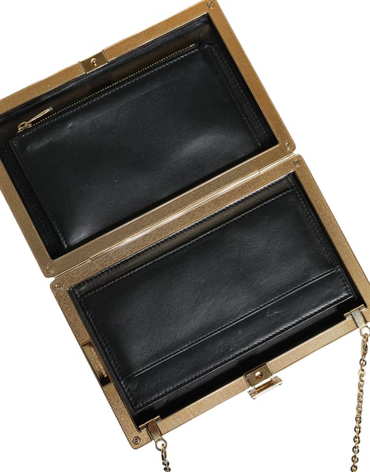 Brun läder guldram clutch mini crossbody-väska - Image 3
