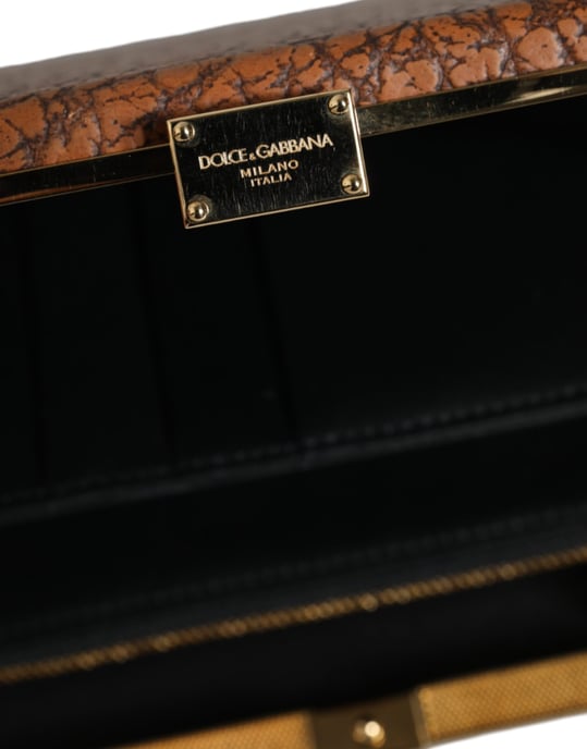 Brun läder guldram clutch mini crossbody-väska - Image 4