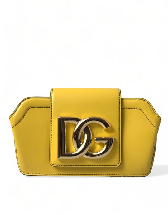 Gele Gladde Leren DG Logo Clutch Schoudertas - Image 1