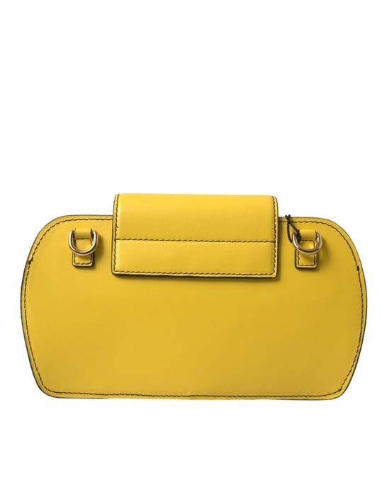 Gele Gladde Leren DG Logo Clutch Schoudertas - Image 3