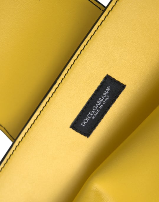 Gele Gladde Leren DG Logo Clutch Schoudertas - Image 4