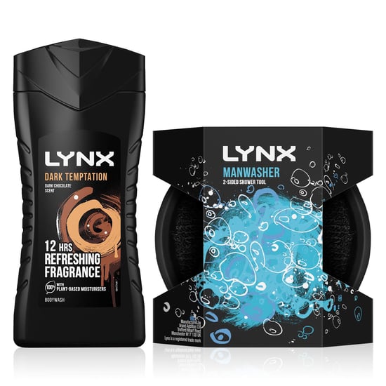 3x Lynx Black 12H Refreshing Fragrance Bodywash 225ml with Manwasher ShowerTool - Image 3