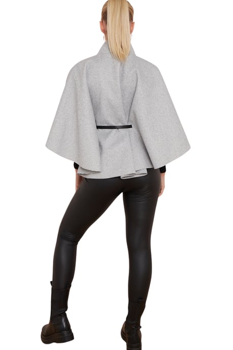 Belted High Neck Cape Coat - Image 2