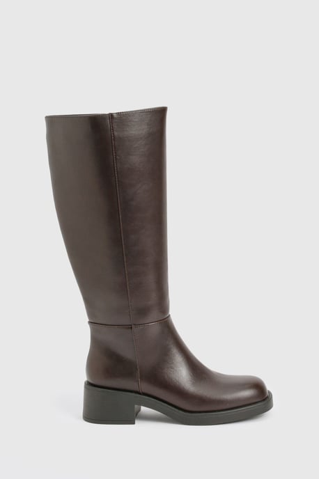 Chunky Square Toe Knee High Boots - Image 3