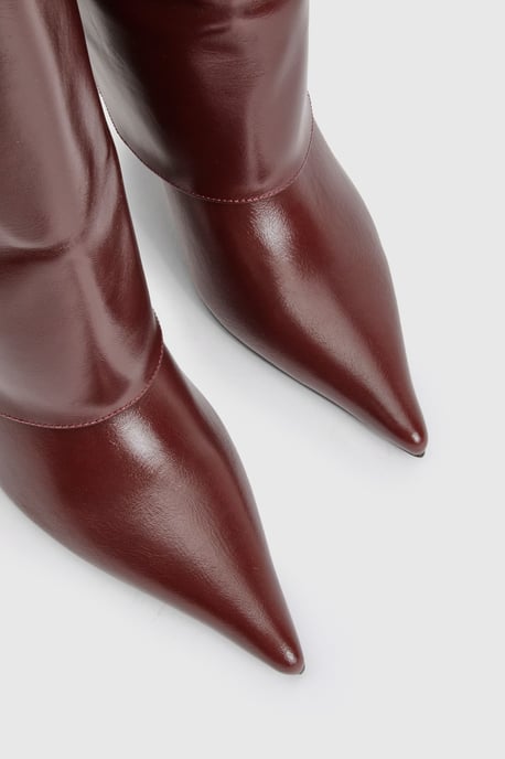 Fold Over Stiletto Pointed Toe Knee High Boots - Image 5