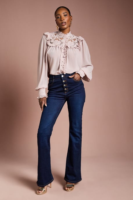 Lace Trim Georgette Blouse - Image 2
