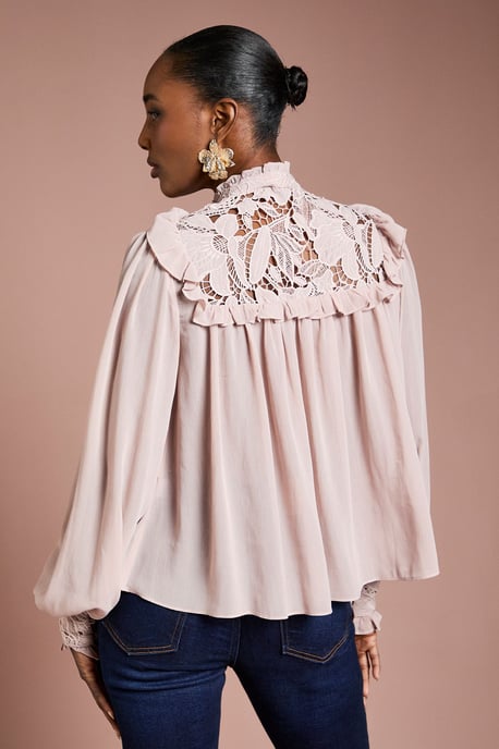 Lace Trim Georgette Blouse - Image 3