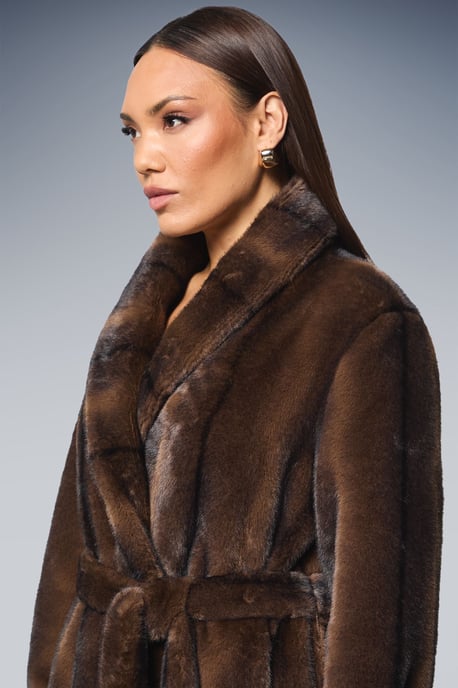 Faux Fur Long Coat - Image 4