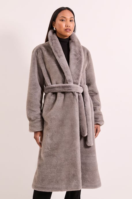 Faux Fur Long Coat - Image 1