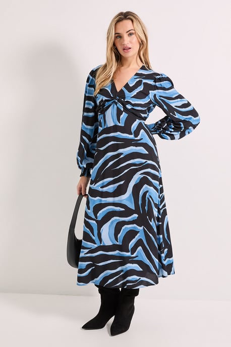 Knot Front Twist Printed Midi Dress - Image 1
