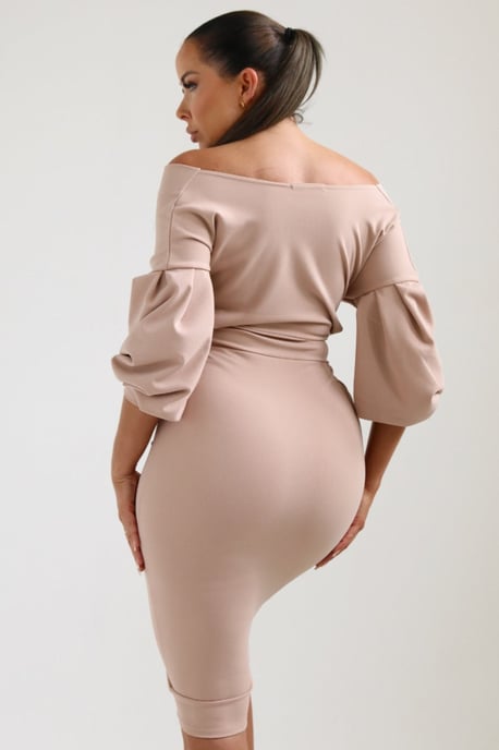 Belted Bodycon Midi Wrap Dress - Image 2