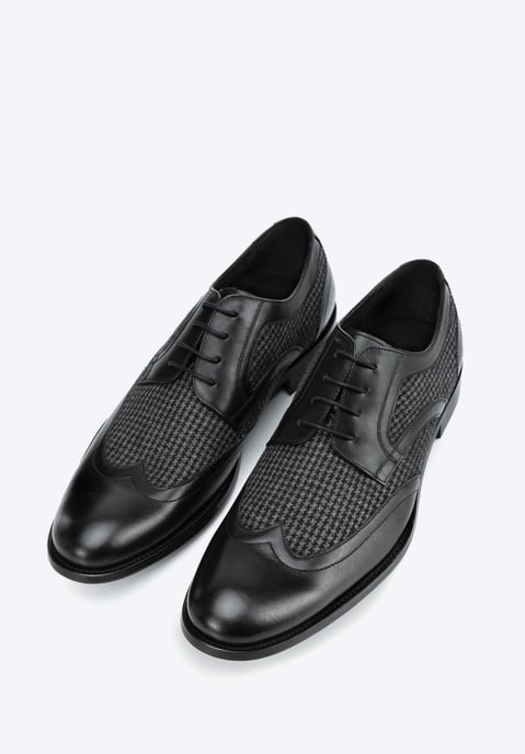 Wittchen Heren Derby Schoenen in Zwart Leer met Textielinzetstukken - Image 3