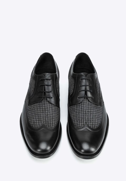 Wittchen Heren Derby Schoenen in Zwart Leer met Textielinzetstukken - Image 4
