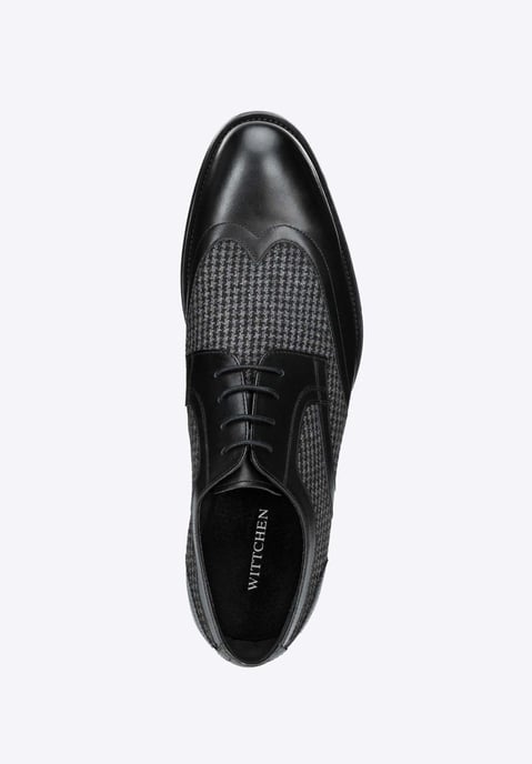 Wittchen Heren Derby Schoenen in Zwart Leer met Textielinzetstukken - Image 6
