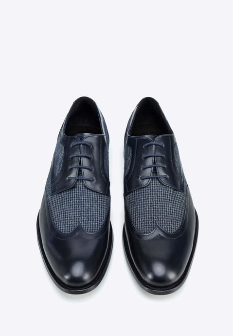 Wittchen Heren Derby schoenen van leer met textiel inzetstukken, marineblauw, natuurlijk leer - Image 3