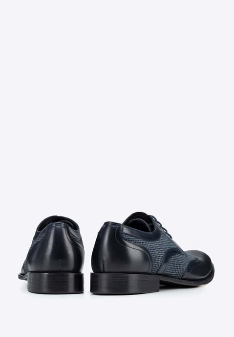 Wittchen Heren Derby schoenen van leer met textiel inzetstukken, marineblauw, natuurlijk leer - Image 4
