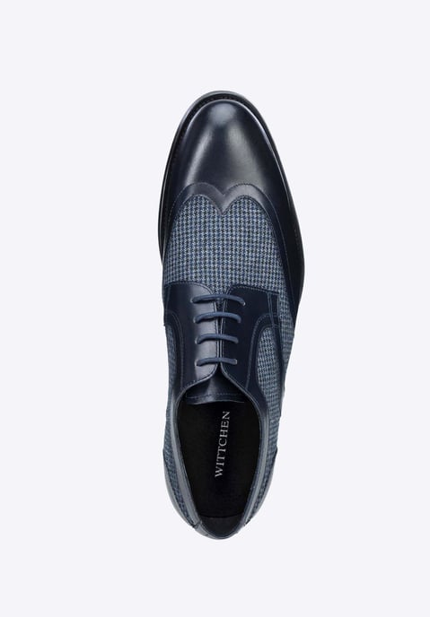 Wittchen Heren Derby schoenen van leer met textiel inzetstukken, marineblauw, natuurlijk leer - Image 5
