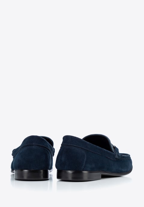 Wittchen Heren Marineblauwe Geruite Stoffen Mocassins met Suède Leer - Image 4