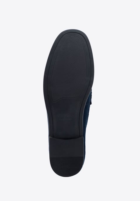 Wittchen Heren Marineblauwe Geruite Stoffen Mocassins met Suède Leer - Image 6