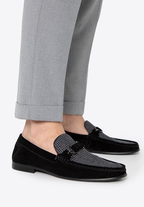 Wittchen Heren Zwarte Geruite Stoffen Mocassins - Image 1