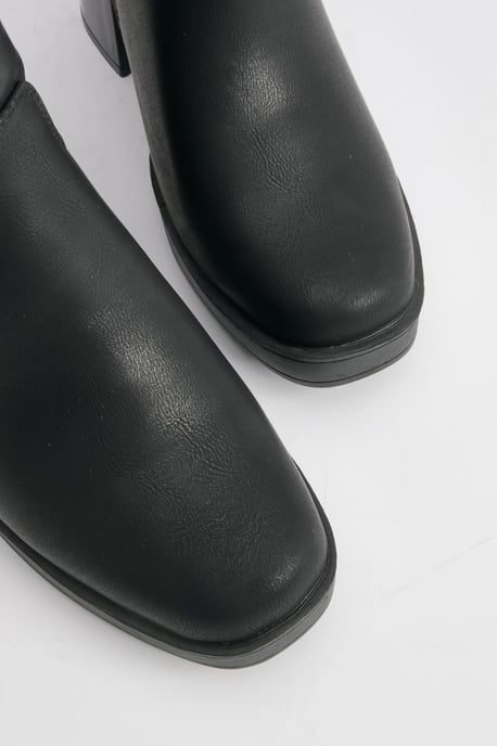 Wide Fit Block Heel Platform Heeled Boots - Image 5