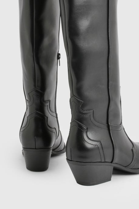Metal Toecap Detail Western Cowboy Boots - Image 4