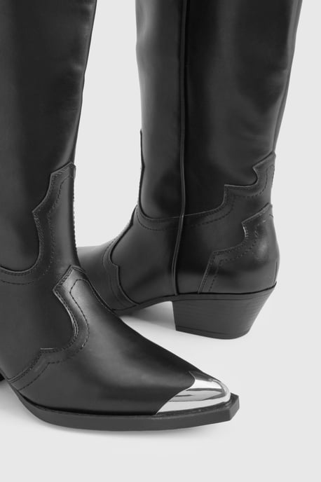 Metal Toecap Detail Western Cowboy Boots - Image 6