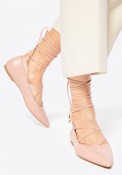 Wittchen Dames Ballerina's van Echt Leer met Spitse Neus, Roze, Natuurlijk Leer - Image 2